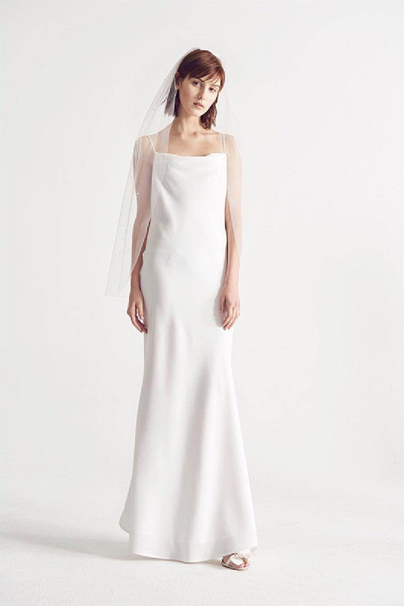 Sheath-Column Floor Length Elastic Cloth Wedding Dress 835205736869 - COCOMELODY